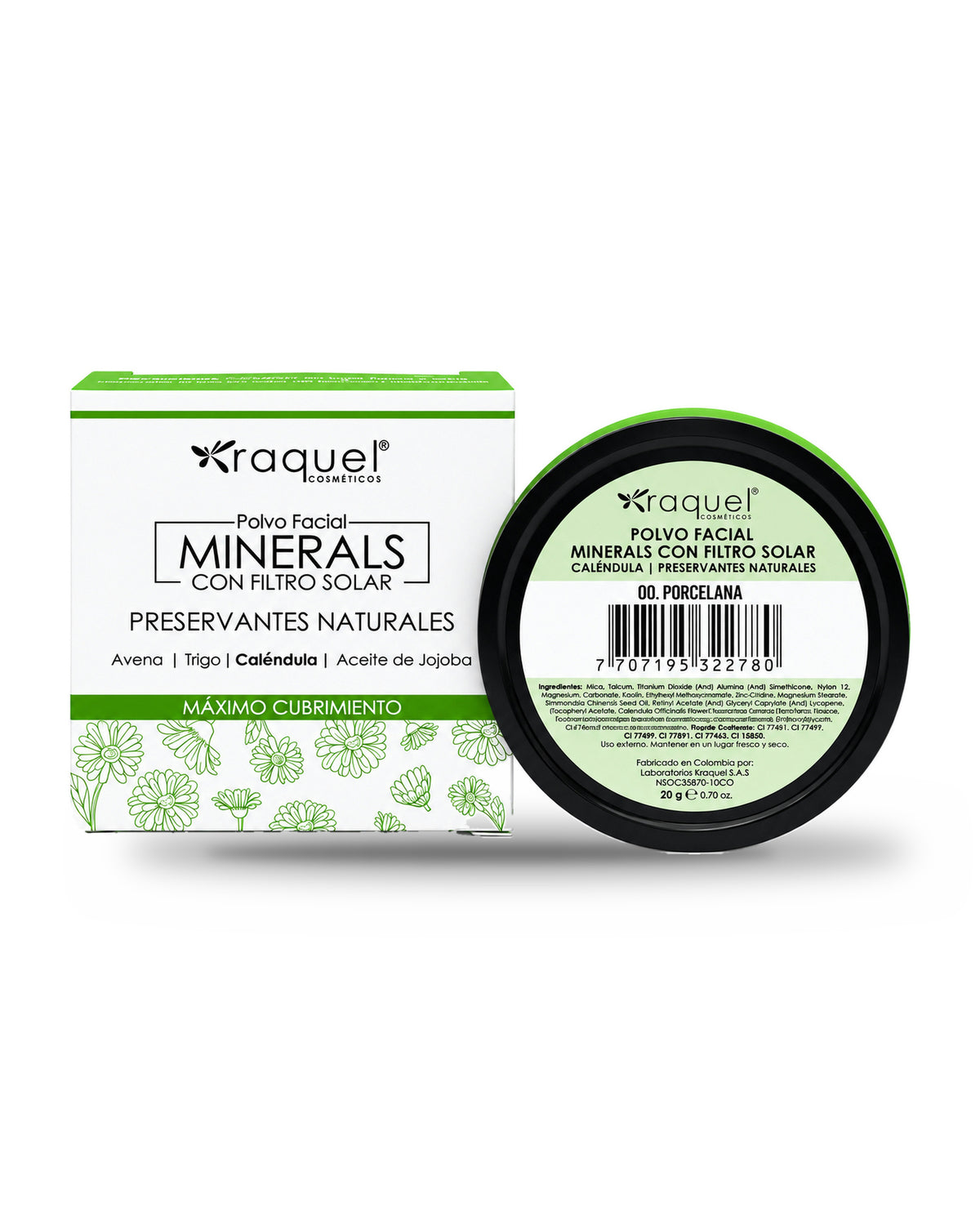 Polvo facial Mineral con Caléndula Porcelana - Raquel